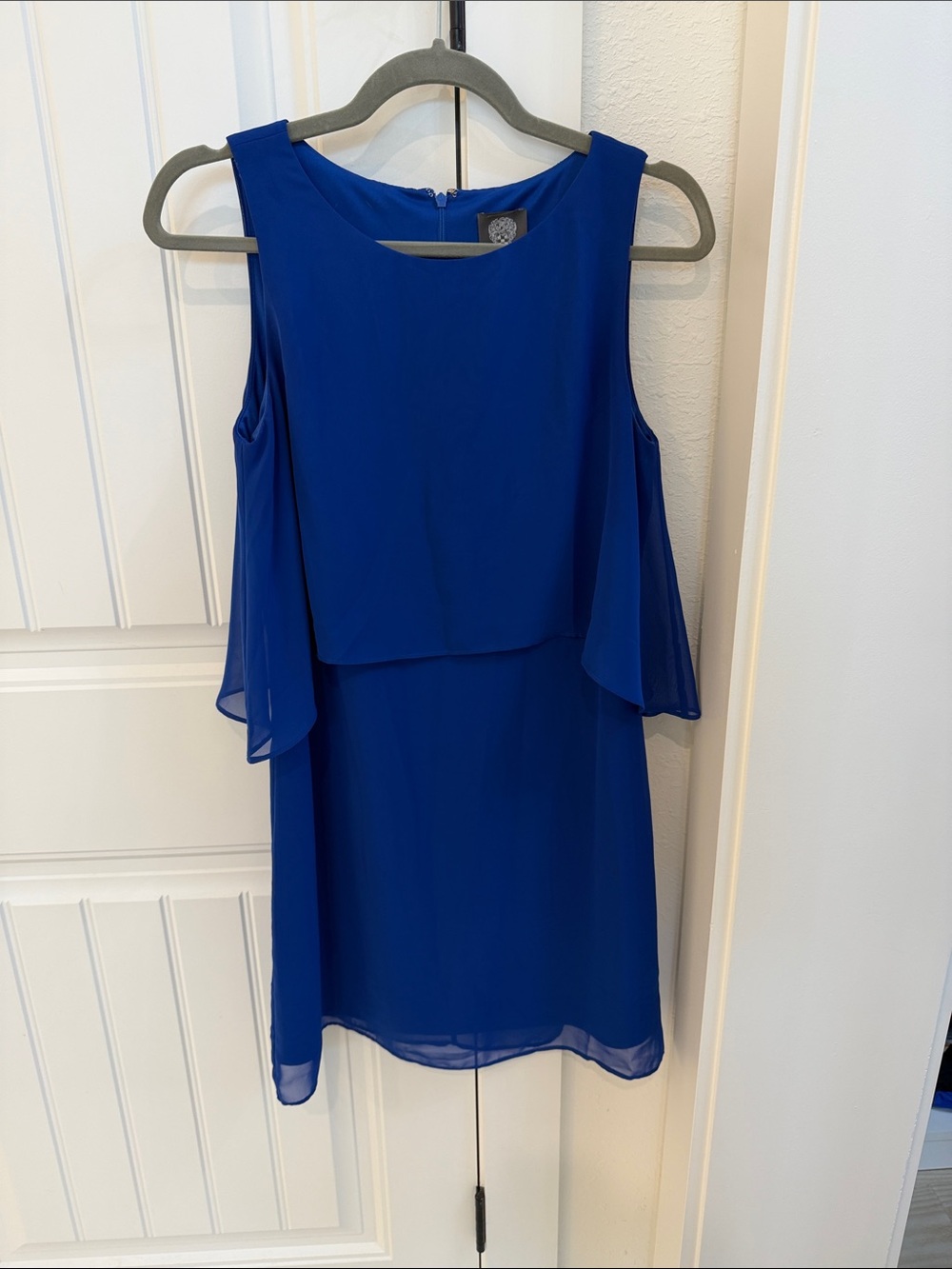 Vince Camuto Cobalt Blue Sleeveless Mini Dress with Overlay